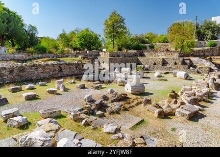 Les ruines du mausolée à Halicarnasse à Bodrum, Turquie Banque D'Images