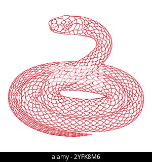 motif serpent de dessin animé avec trait de ligne rouge Illustration de Vecteur