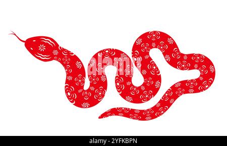 Motif de serpent de bande dessinée rouge dans le style de coupe de papier Illustration de Vecteur
