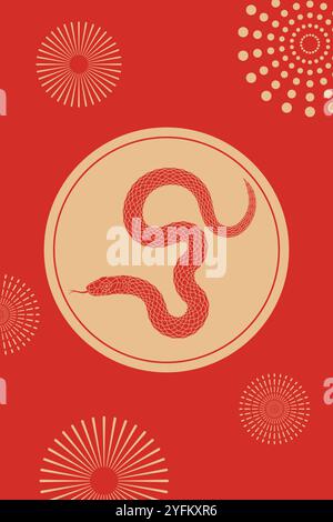 2025 couverture de l'année chinoise du serpent rouge Illustration de Vecteur