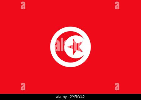Drapeau national de Tunisie. Illustration vectorielle d'icône de drapeau de Tunisie. Une illustration du drapeau tunisien. Illustration de Vecteur