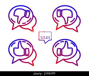 Comme des icônes. Symbole de signe similaire ou logo isolé. Pouces colorés icônes haut et bas dans les bulles de dialogue. Illustration de Vecteur