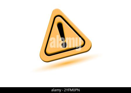 Un panneau d'avertissement triangulaire jaune avec un point d'exclamation noir à l'intérieur pour indiquer une attention ou un danger isolé sur un fond blanc Illustration de Vecteur