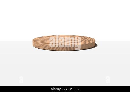 Planche à découper ronde en bois sur fond blanc. Illustration de Vecteur