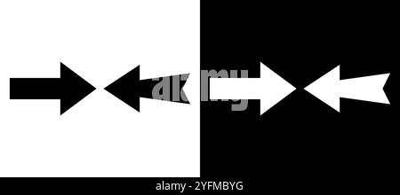 Flèches directionnelles simples en noir et blanc illustrant les opposés. Illustration de Vecteur