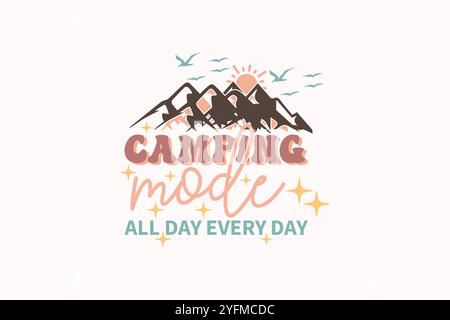 Camping Outdoor SVG T-shirt Design Illustration de Vecteur