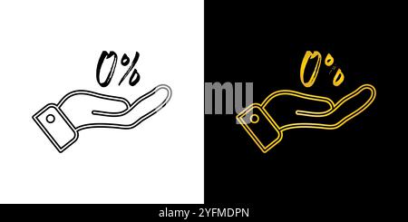 Main ouverte avec zéro pour cent. Illustration du symbole de Commission 0 %. Illustration de Vecteur