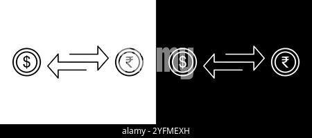 Symbole de signe de change. Icône de ligne dollar/roupie. Illustration de Vecteur