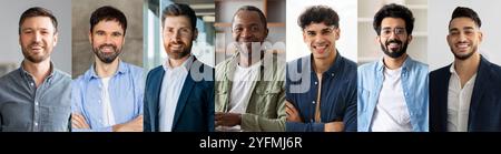 Un groupe diversifié d'hommes mettant en valeur la camaraderie dans un environnement de bureau lumineux Banque D'Images