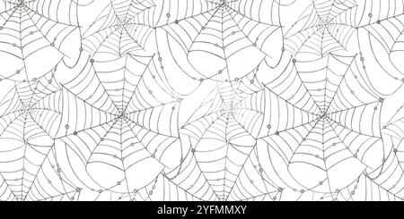 Toile d'araignée noire avec motif de perles pour illustration aquarelle de décoration de fête d'Halloween. Maison d'araignée isolée du fond. Conception conceptuelle pour Banque D'Images