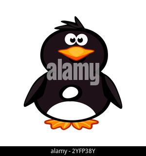 Dessin animé numéro 8 comme pingouin, figure huit. Dessin animé de nombre avec un concept animal. Calligraphie, lettrage, typographie pour vos cartes Education ou Illustration de Vecteur