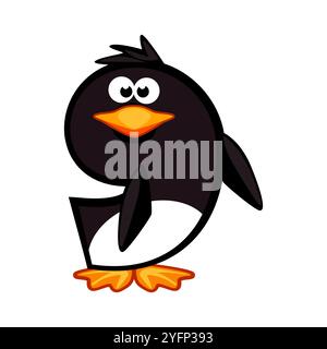 Dessin animé numéro 9 comme pingouin, chiffre neuf. Dessin animé de nombre avec un concept animal. Calligraphie, lettrage, typographie pour vos cartes Education ou Illustration de Vecteur