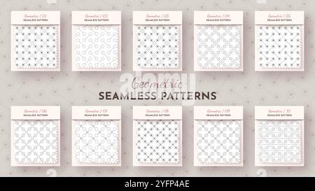 Définissez 10 motifs sans couture. Illustrations géométriques. Textures minimalistes traditionnelles. Arrière-plans modernes abstraits Illustration de Vecteur