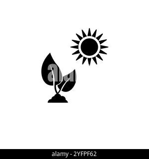 Croissance des cultures, Young Sprout Under Sun Solid Flat Vector icône isolé sur fond blanc. Illustration de Vecteur