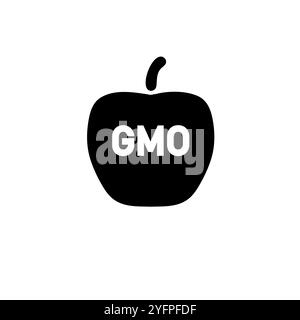 OGM Apple, Genetic Modified Eat Solid Flat Vector icône isolé sur fond blanc. Illustration de Vecteur