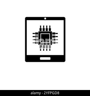 Processeur mobile, icône Solid Flat Vector de microprocesseur de téléphone isolé sur fond blanc. Illustration de Vecteur