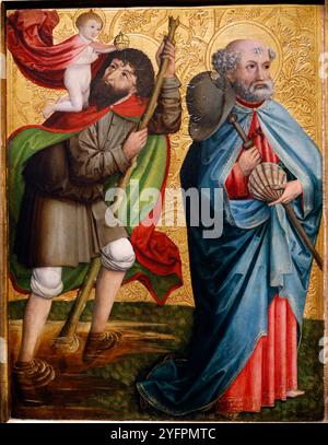 Musée du Belvédère. Maître de Grossgmain et atelier. Le triptyque de Pretschaipfer. Saint Christophe et Saint Jacques de Greater. xve siècle. Vienne Banque D'Images