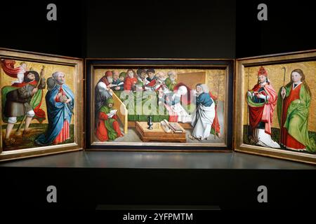 Musée du Belvédère. Maître de Grossgmain et atelier. Le triptyque de Pretschaipfer. La mort de la Vierge ; XVe siècle. Vienne. Autriche. Banque D'Images