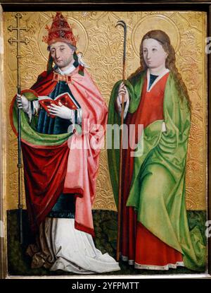 Musée du Belvédère. Maître de Grossgmain et atelier. Le triptyque de Pretschaipfer. Saint Grégoire et Sainte Agatha. xve siècle. Vienne. Autriche. Banque D'Images