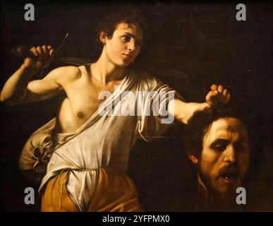 Musée d'histoire de l'art, Kunsthistorisches Museum.. Caravage (1571 - 1610). David avec la tête de Goliath. Vers 1600. Vienne. Autriche. Banque D'Images