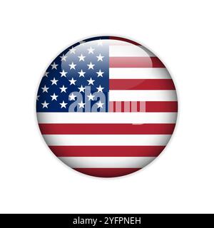 États-unis d'Amérique drapeau sur le bouton. Vector Illustration de Vecteur