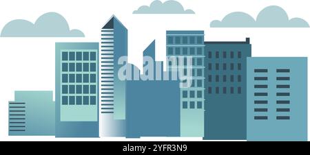 Skyline de la ville dans un style plat Illustration de Vecteur