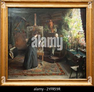 Paris, France - 11 01 2024 : Musée d'Orsay. L'artiste danoise Bertha Wegmann peint un portrait peint par Jeanna Bauck Banque D'Images