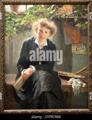 Paris, France - 11 01 2024 : Musée d'Orsay. L'artiste Jeanna Bauck peint par Bertha Wegmann Banque D'Images