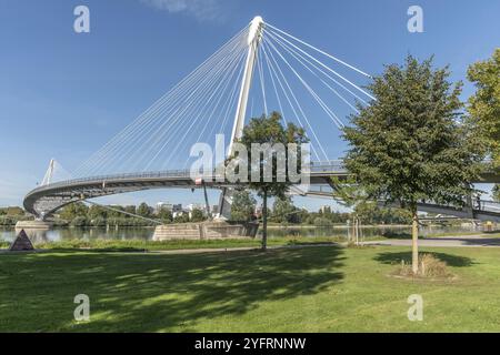 Passerelle deux rives, pont pour piétons et cyclistes sur le Rhin entre Kehl et Strasbourg. Le pont symbolise la paix en Europe Banque D'Images