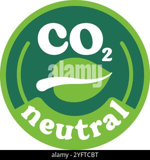 Etiquette CO2 neutre en carbone avec motif feuille verte Illustration de Vecteur