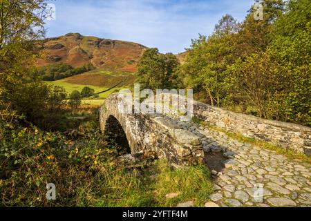 Nouveau pont sur la rivière Derwent à Borrowdale, Lake District, Cumbria, Angleterre Banque D'Images