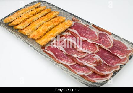 Une portion de jambon salé ibérique de la meilleure qualité Banque D'Images