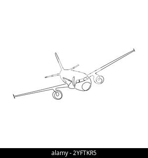 Avion dans un style de dessin de ligne. Minimalisme illustration vectorielle dessinée à la main. Illustration de Vecteur