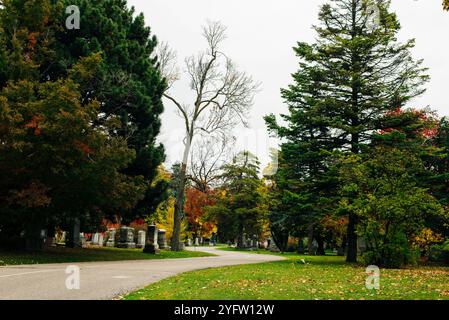 Toronto Ontario - 23 octobre 2023 : jour de l'automne au cimetière Mount Pleasant. Photo de haute qualité Banque D'Images