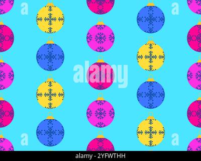 Motif sans couture de boules de Noël. Christmas Tree Balls est décoré de motifs de flocons de neige. Boules d'arbre de Noël. Design de Noël pour emballages, couvertures, Illustration de Vecteur