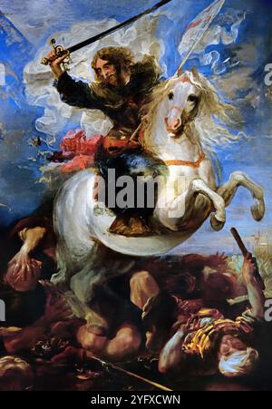 Saint Jacques le Grand dans la bataille de Clavijo 1660 par Juan Carreño de Miranda. Avilés (Asturies), 1614 – Madrid, 1685. Espagne, Espagnol, ( Musée des Beaux-Arts de Budapest ) Banque D'Images