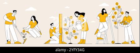 Croissance de l'arbre de l'argent. Illustration de Vecteur