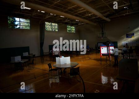 Arlington, États-Unis. 05 novembre 2024. Les électeurs ont voté lors de l'élection présidentielle de 2024 le jour de l'élection au Walter Reed Recreation Center à Arlington, en Virginie, le mardi 5 novembre 2024. Plus de 78 millions d'électeurs ont déjà voté, par la poste ou en personne, dans 47 états et dans le district de Columbia. Photo de Bonnie Cash/UPI crédit : UPI/Alamy Live News Banque D'Images