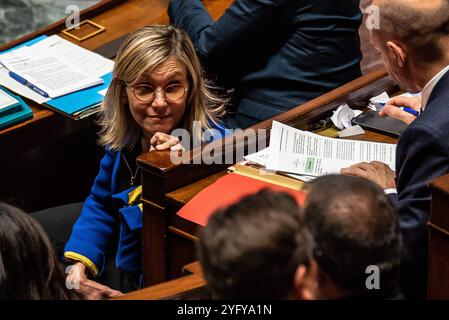 FRANCE-POLITIQUE-GOUVERNEMENT-PARLEMENT Agnes Pannier-Runasher, ministre de la transition écologique, au Parlement. À Paris, le 5 novembre 2024. PARIS ILE-DE-FRANCE FRANCE COPYRIGHT : XANDREAXSAVORANIXNERIX FRANCE-POLITICS-GOVERNMENT-PARLI ASAVORANINERI-3 Banque D'Images