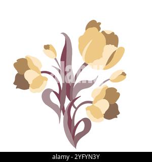 Illustration avec des fleurs et des feuilles Banque D'Images