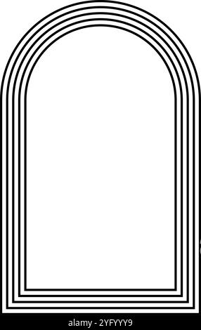 Arcs concentriques isolés sur fond blanc. Formes d'arc géométriques dans un style boho ou art déco tendance. Ossature de porte ou de portail, de fenêtre ou de portail. Illustration graphique vectorielle. Illustration de Vecteur