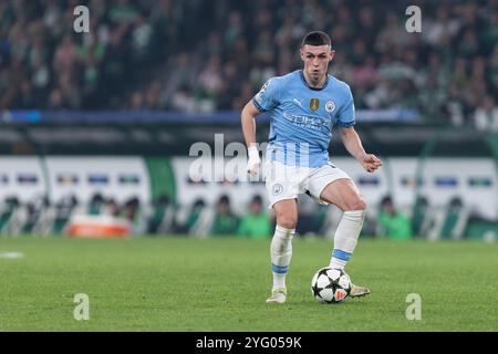 05 novembre 2024. Lisbonne, Portugal. L'attaquant anglais de Manchester City Phil Foden (47) en action lors du match de la phase de groupes pour l'UEFA Champions League, Sporting vs Manchester City crédit : Alexandre de Sousa/Alamy Live News Banque D'Images