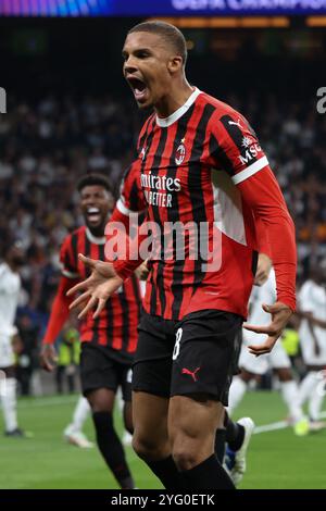 Madrid, Espagne. 06 novembre 2024. Le Real Madrid a perdu ce soir par 1-3 contre l'AC Milan en Ligue des Champions de l'UEFA lors d'un match joué au stade Santiago Bernabeu de Madrid. Crédit : D. Canales Carvajal/Alamy Live News Banque D'Images