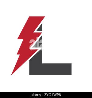 Lettre l pour combinaison de logo électrique avec l'icône Lightning Thunder Bolt. Design du logo Power Illustration de Vecteur
