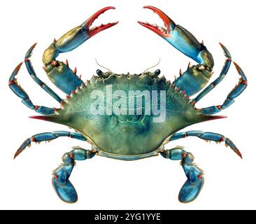 Crabe bleu comme un crustacé des eaux de pêche de l'océan Atlantique ou du golfe du Mexique comme une nourriture de cuisine de fruits de mer de pêche de crustacés ou de crabes à coquille molle Banque D'Images