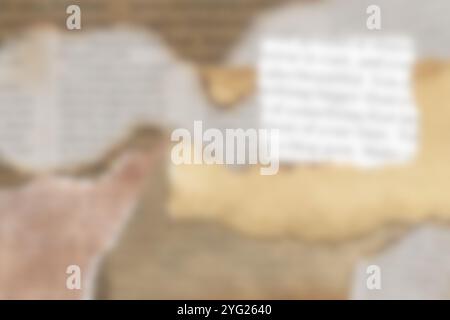 Beaucoup de vieux journaux sur la surface horizontale. Texture d'arrière-plan, vue de dessus, flou Banque D'Images