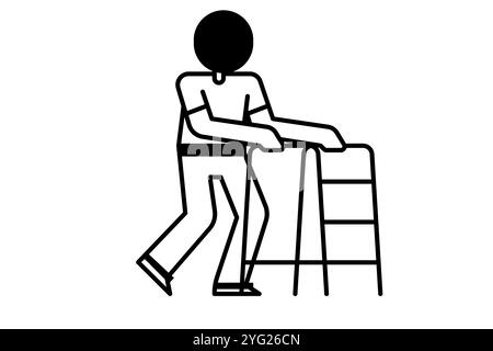 Icône photos de physiothérapie contour noir de physiothérapie pour la conception de site Web et les applications mobiles en mode sombre illustration vectorielle sur fond blanc Banque D'Images