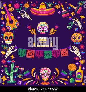 Dia de los Muertos bannière Illustration de Vecteur