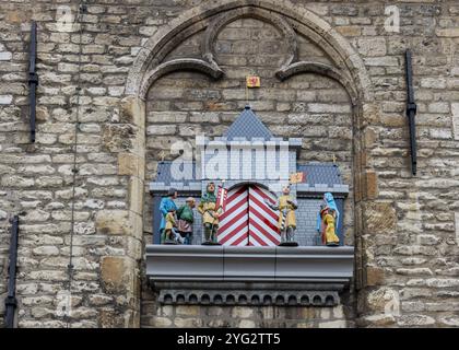 L'ancien hôtel de ville de Gouda sur la place Markt. C'était l'un des plus anciens hôtels de ville gothiques des pays-Bas. Banque D'Images