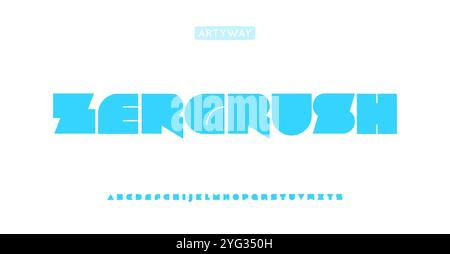 Police futuriste épaisse et audacieuse, lettres d'imprimerie épaisses, police d'espace géométrique élégante pour la typographie de cyber-jeu, titre de science-fiction avant-gardiste, logo technologique et Illustration de Vecteur